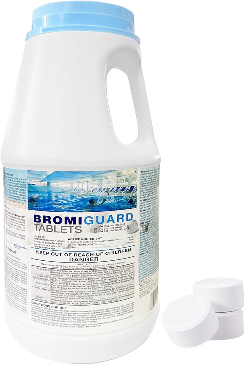 BROMIGUARD أقراص البرومين 1 بوصة 4 أرطال لمنتجعات المياه الساخنة | أقراص برومين 1" لمطهرات المنتجعات وحمامات السباحة - Image 1